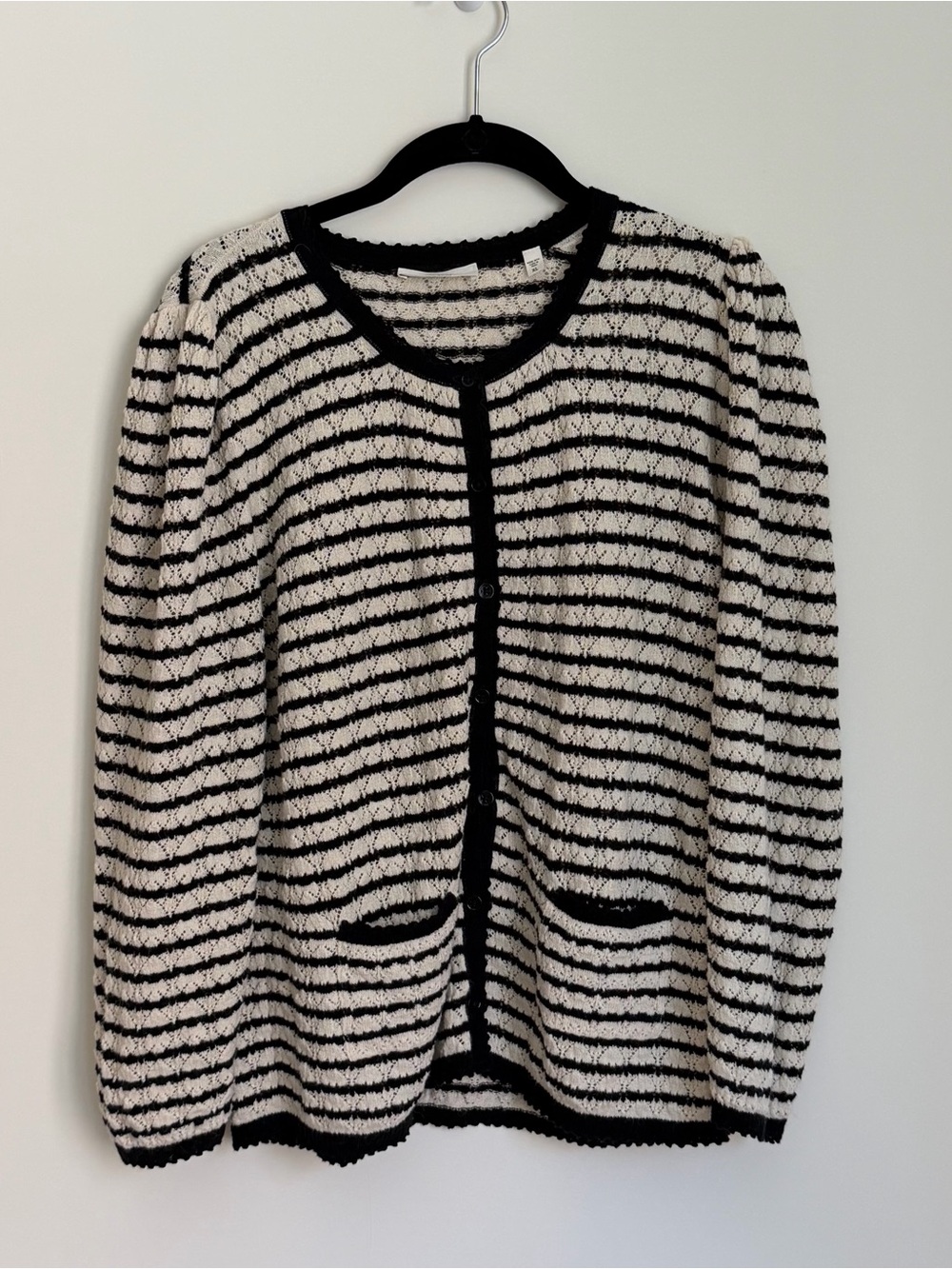 Doen Black & Cream Striped Knit Cardigan